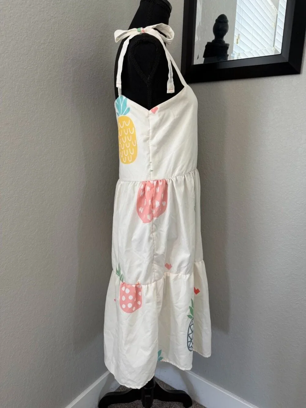 Vintage HANDMADE Pineapple Tiered Midi Sundress Small
